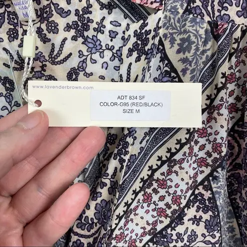 Lavender Brown Stitch Fix Burgundy Jenna Split Neck Silk Blouse Sz.M NWT