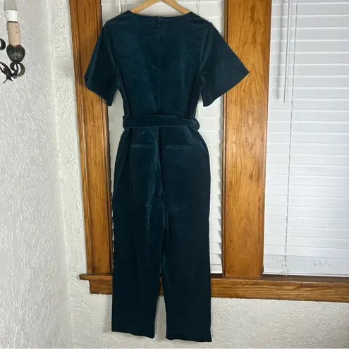 Rachel Rachel Roy | Dark Peacock Corduroy Velvet belted Jumpsuit Size 12 Green