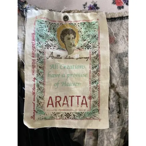 ARATTA Silk Jacket Top Silent Journey Animal Print Crinkle Mixed Media Medium