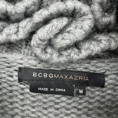 BCBGMAXAZRIA  Cardigan Wool Mohair Blend Sweater Ruffled Collar Gray Black Medium