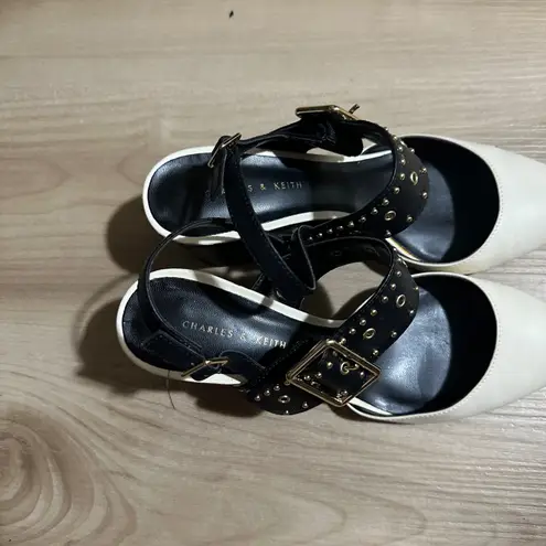 Charles and Keith Pointed Slingback Heel Studded Ankle Strap Party Pumps 6 / 36