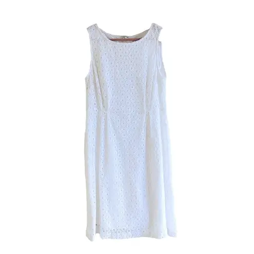 Garnet Hill White Lace Sheath Midi Dress Petite 10P Wedding Shower Cocktail