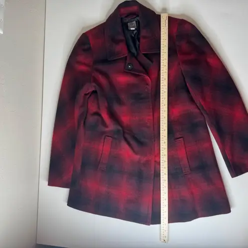 J Jill Plaid Wool Blend Coat Jacket Medium Holiday Winter Warm Cozy Preppy Fall Red