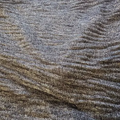 Tildon Ripple Textured Gray / Silver Semi Sheer Tank Top Black Trim Deep V XS