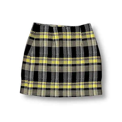 Grey Lab Black Yellow Tweed Mini Skirt Anthropologie Academia Preppy Old Money S