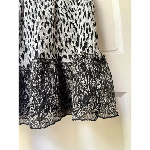 Y2K 90s Black Leopard Mini Skirt XS Whimsigoth Dark Fairy Romantic Grunge Punk