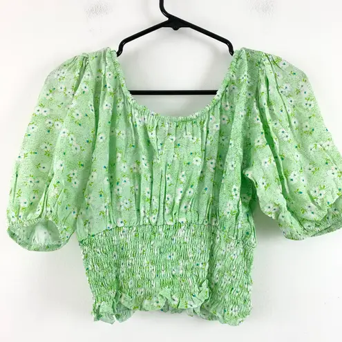Faithfull the Brand NWT Anne Laure Smocked Puff Sleeve Shirt Top Merci Floral