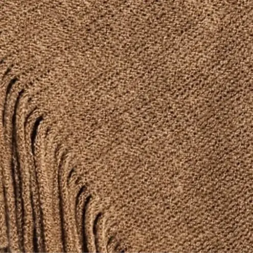Marvelush Tan Fringe Poncho with Detachable Scarf One Size Boho Cozy Fall Layer