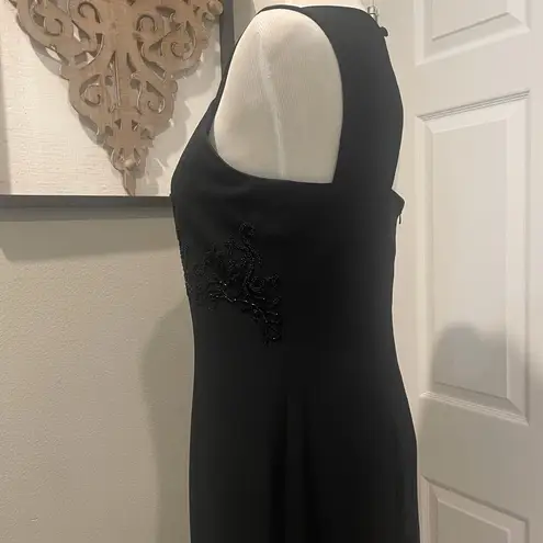 carole little Dresses Vintage Black Beaded Top Size 8 Dress With Side Slit