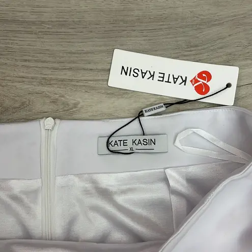Kate Kasin NWT White Knee Length Knotted Side Wrap Skirt Size XL