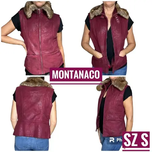 Montanaco faux fur vest metallic rust/plum/purple sz S