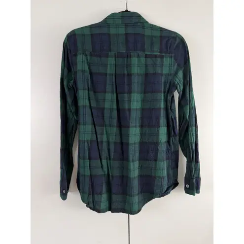 Old Navy  Women's Green Navy Plaid Classic Fit Long Sleeve Button Up Shirt Size S