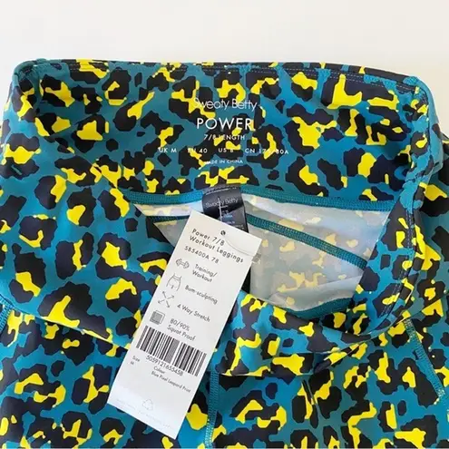 Sweaty Betty Power 7/8 Workout Leggings Blue Pixel Leopard Print NWT Size 8 $100