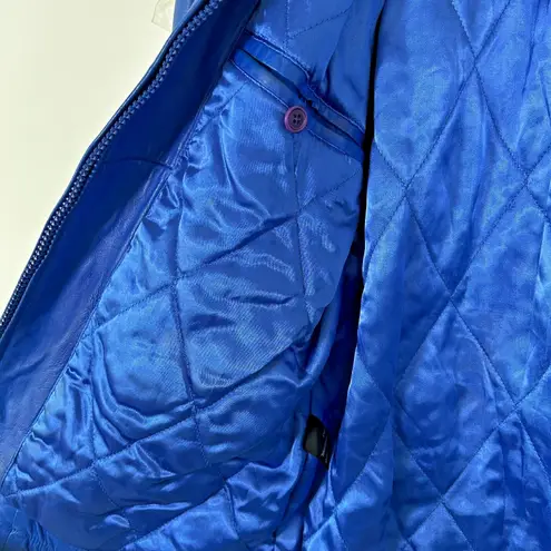 Andrew Marc Vintage 80's Electric Blue 100% Genuine Leather Jacket Womens Medium - Image 8