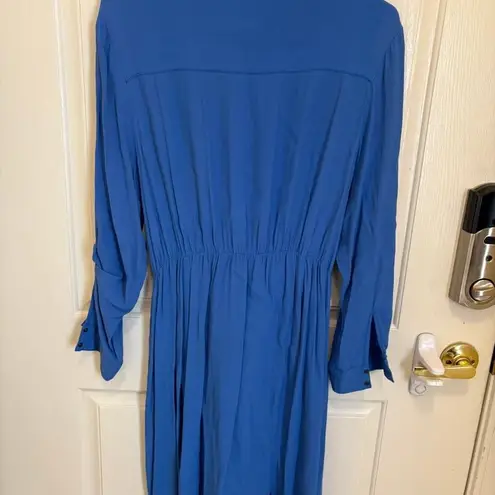 Maeve Anthropologie Lene Blue Crepe Faux Wrap Dress