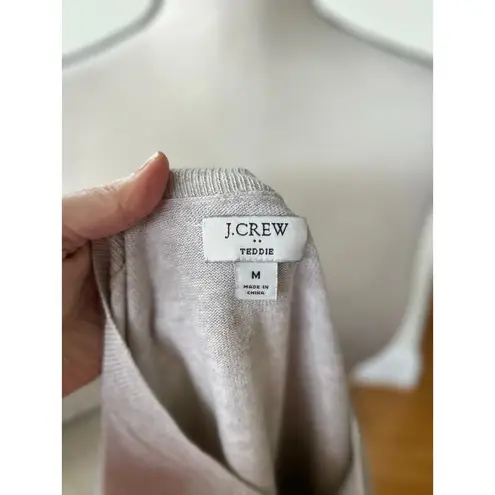 J.Crew Factory Light Grey Frenchie Bulldog Sequin Scarf Sweater Gray Size M