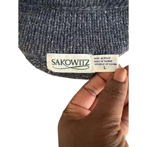 Vintage Sakowitz 70s 80s Gray Long Button Sweater Cardigan Coat Hig Sz L READ Size L