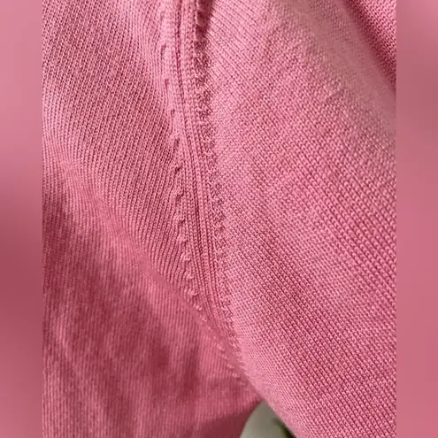 Peter Hahn Wool Short Sleeve Sweater US Large dusty Pink Solid Knit