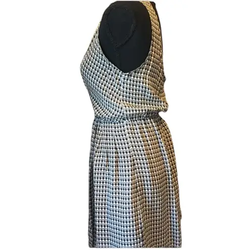 Myne Silk black and white houndstooth skull skater dress size 0