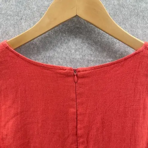 COUNTRY WEAR CASUALS Maxi Dress Womens Large Orange Linen Rayon Silk Embroidered