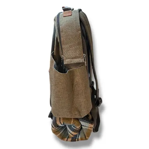 Happy Picnic Insulated Picnic Backpack for 2 Persons with Roomy Cooler Khaki Tan