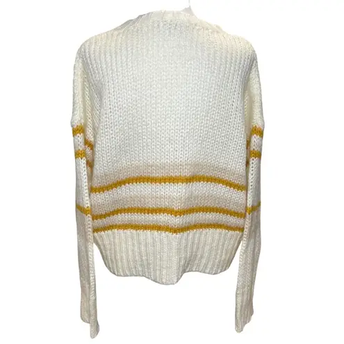 Leche Cream Gold Striped Loose Knit Long Sleeve Sweater L Large Soft Preppy Tan