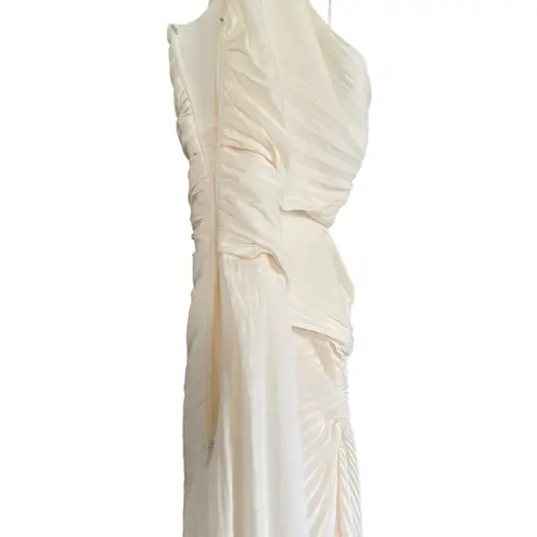 ALC Frank A.L.C. Dahlia Dress One Shoulder Whisper White Cutout Pleated Crepe Maxi Size 8