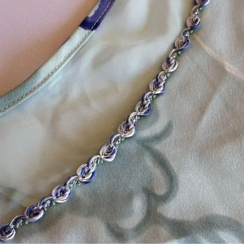 VINTAGE KATHERINE BISHOP Blue & Purple Floral Slip Nighty Chemise Nightgown Med