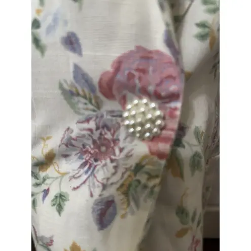 Y2K California Collection Inc Art Blazer 12? Floral Button Linen All Over Print