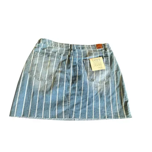 Ymi Jeans Women's Blue & White Stripped Short Jean Skirt