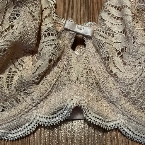 Felina Like New 36DD 115073 Peridot Unlined Lace Mesh T Shirt Bra Women’s Nude Beige