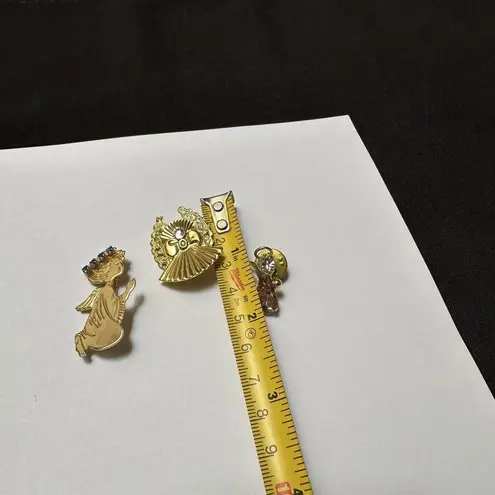 Lot Of 3 Angel Brooches / Lapel Pin Gold Tone 1 Signed Jane 1996 AOL