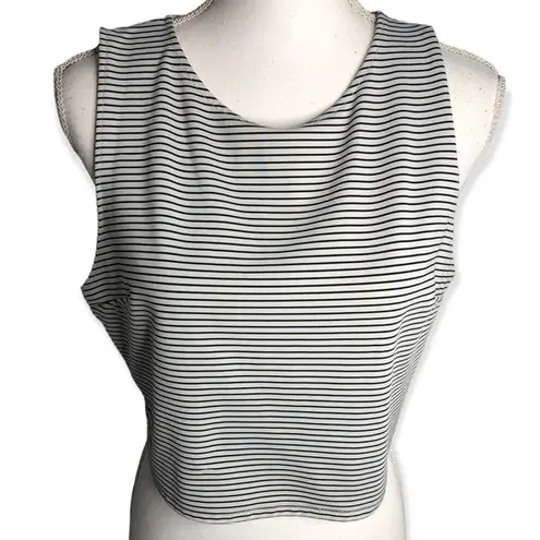 Free Press  Striped Black / White Sleeveless Crop Tank Top
