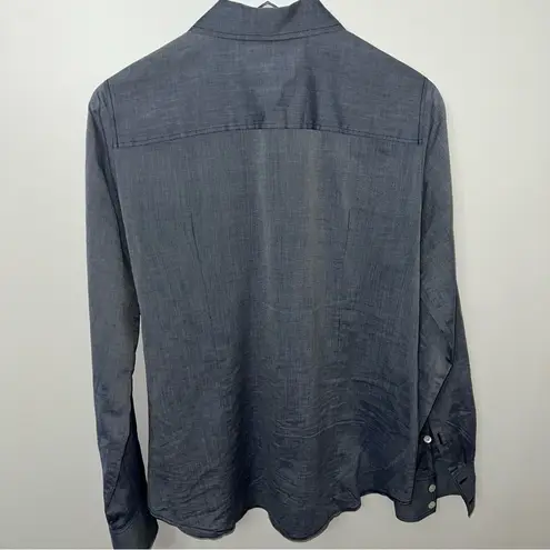 J.Crew  The Perfect Shirt Size 10 Blue 100% Cotton Work Office Western LS y2k