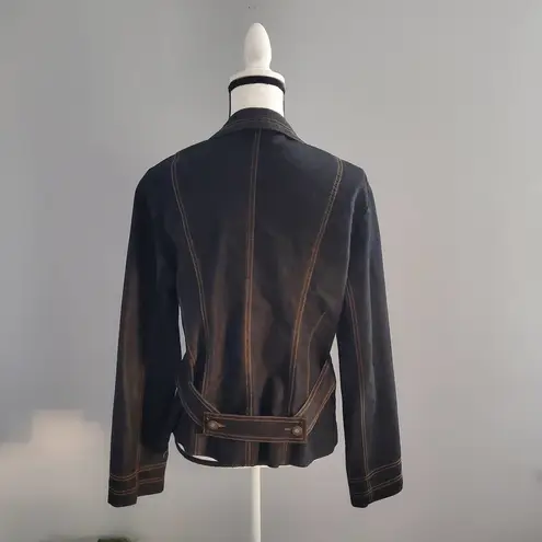 Bisou Bisou Denim Jean Jacket Dark Blue L