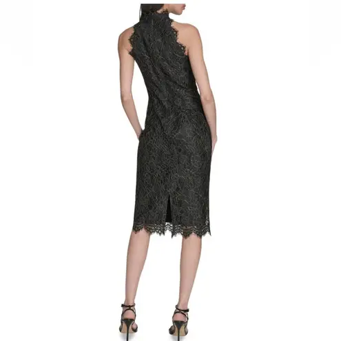 Eliza J Women's Metallic Eyelash Lace Midi-Dress, Black/Gold, Size 16, NWOT