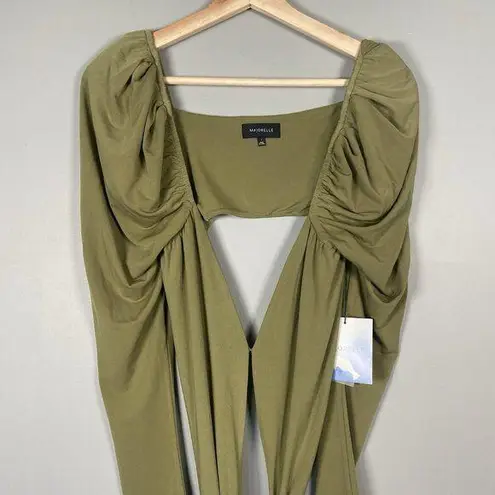 Majorelle Revolve Darla Midi Dress Women's Size S Olive Green Cut Out Party NWT