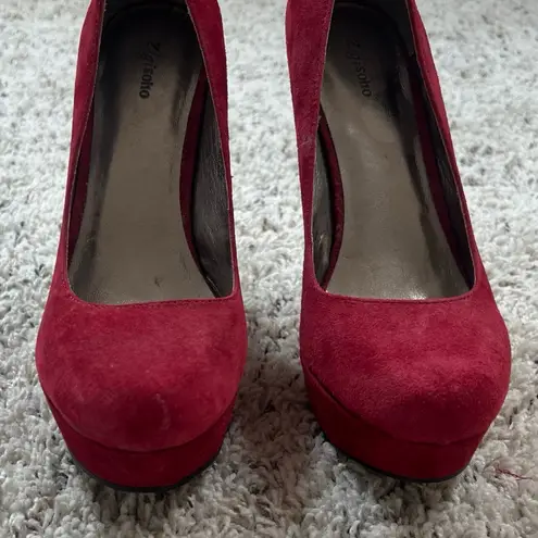 Zigi Soho Suede Leather Red Platform Stiletto Heels Pumps Size 9 Women’s