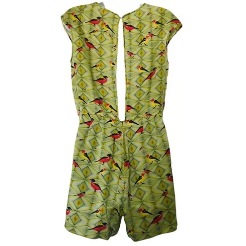 Crop david peck M Silk romper Artsy chartreuse bird print Green Size M