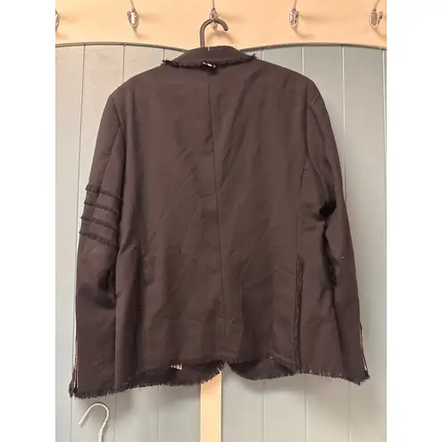 Thom Browne Navy Blazer Jacket Fringe Trimmed Gold Buttons Designer size 2