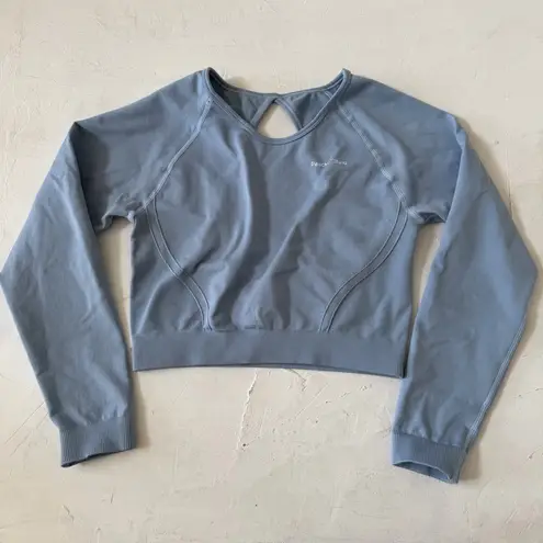 Peachy Bunz Athletic Active Wear Blue Long Sleeve Workout Crop Top Size undefined