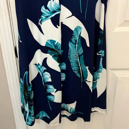 NWT!! Molerani Tropical Leaf Print Sleeveless Floral Swing Dress Blue Size M