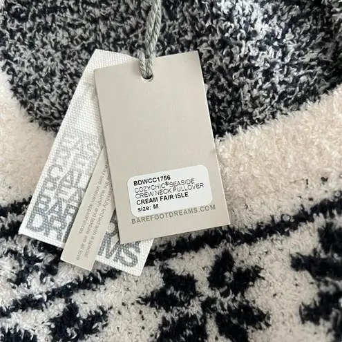 Barefoot Dreams - NWT Cozychic Seaside Crew Neck Sweater Cream Fair Isle Sz M