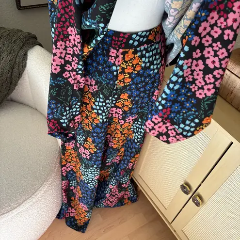 Johnny Was Astrid Pleated Pant and Shirt set Size Extra Large Floral Wide Leg