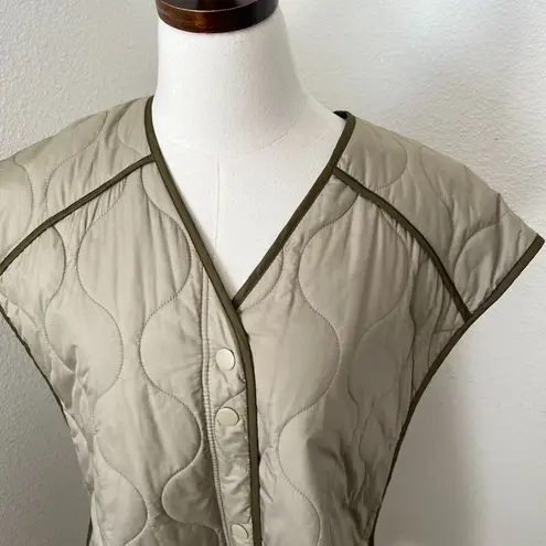 H&M  Quilted Oversized‎ Longline Puffer Vest Khaki Green Size XS/S Runs Big - Image 9