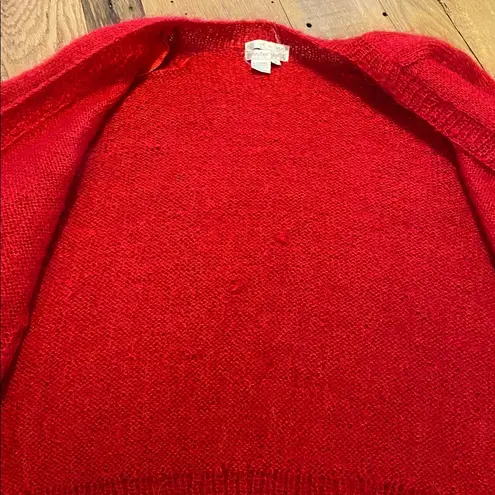 VTG Mohair Hand Knitted Postbox Red Cardigan w pockets Jennifer Reed Medium