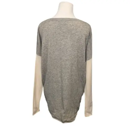 Vince  Wool Blend Oversized Drop Shoulder Sweater Gray Cream