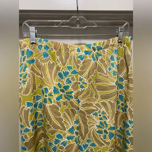 Sag Harbor Vintage Retro 80s 90s Lime Green Floral Print Maxi Skirt