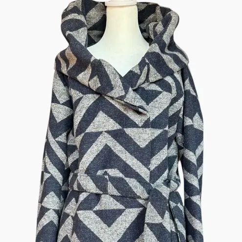 Mossimo Supply Co. Two Tone Geometric Wrap Pea Coat With Oversized Collar Sz M Blue Size M