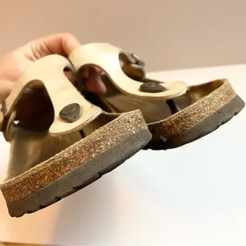 Birkenstock  Gizeh Leather Thong Flip‎ Flops Sandals Split Toe 38 L7 M5 245 Cream